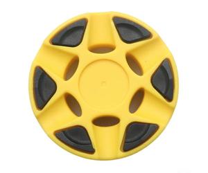 Gdfnmogo Palet de hockey à roulettes d'intérieur en plastique PA, 76 x 76 x 25 mm, 99 g, design stable à 6 bosses, pour entraînement et compétition (noir et jaune)