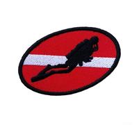 Gdfnmogo Patch brodé drapeau de la plongée sous-marine pour sac à dos ellipse - Application thermocollant - 7 x 4,5 cm - Rouge