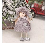 Gdfnmogo Pendentif ange de Noël en peluche à suspendre pour décoration de fête avec motif plume en rouge, blanc, rose et gris