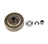 Gdfnmogo Pignon de tambour d'embrayage 3/8" 6T avec rondelle E-clip et kit de remplacement de roulement à aiguilles pour modèles de tronçonneuse MS170 MS180, pièces durables pour alimentation