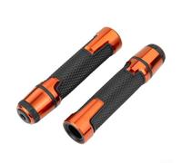 Gdfnmogo Poignées de guidon de moto antidérapantes en silicone en alliage d'aluminium pour moto gauche droite scooter véhicule électrique (orange)