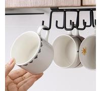 Gdfnmogo Porte-gobelet sous armoire pour rangement de cuisine - Pas de crochets de perforation ni de racks, design coulissant, construction en fer, 64,5 x 20,3 x 17,8 cm (noir)