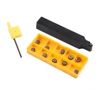 Gdfnmogo Porte-outil de tournage externe pour tour, construction en alliage d'acier, comprend 10 inserts en carbure RPMT08T2M0E-JS, taille 16 x 100 mm pour l'usinage de précision