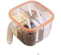 Gdfnmogo Pot à épices en plastique avec joint, passe au lave-vaisselle et grande capacité de 17,3 x 13,8 x 9,4 cm pour organisation d'assaisonnement de cuisine (orange)