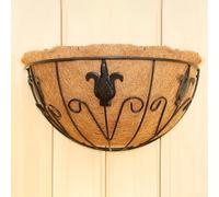 Gdfnmogo Pot de fleurs mural en fer avec doublure en fibre de noix de coco, pot de fleurs semi-circulaire de 30,5 cm à suspendre pour balcon ou décoration de jardin, durable, peu encombrant et