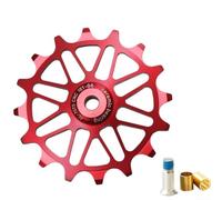 Gdfnmogo Poulie de dérailleur arrière de vélo avec roulements en céramique, étroite et large pour roue jockey 16T 18T, design creux léger pour une boue efficace (rouge 16T)