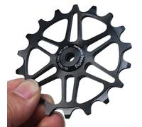 Gdfnmogo Poulie de dérailleur arrière de vélo avec roulements en céramique, étroite et large pour roue jockey 16T 18T, design creux léger pour une boue efficace (noir 18T)