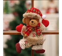 Gdfnmogo Poupée de Noël dansant vieil homme de neige, cerf, ours en tissu, marionnette à suspendre pour les vacances, décoration saisonnière (ours)