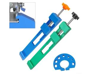 Gdfnmogo Rail de guidage réglable pour scie circulaire avec base de précision et foret de meulage, construction en aluminium et ABS pour bois, carrelage et marbre précis (vert et bleu)