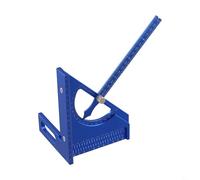 Gdfnmogo Règle de mesure réglable multi-angles de 0 à 180 degrés avec pointeur en demi-cercle pour outils de marquage et de mise en page, carré en alliage d'aluminium (bleu)