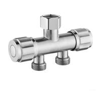 Gdfnmogo Robinet de machine à laver en acier inoxydable 304 avec deux poignées pour serpillère, piscine et buanderie, connexion G1/2, valves à disque anti-goutte, finition brossée
