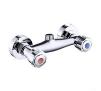 Gdfnmogo Robinet mitigeur chromé à double poignée en laiton pour eau chaude et froide avec clapet anti-retour protection G1/2 sortie 150 mm espacement des trous facile à installer