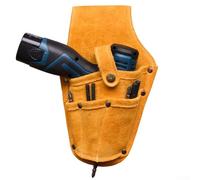 Gdfnmogo Sac à outils en cuir de vache avec double couche de cuir résistant à l'usure et boucle en métal, pochette de ceinture robuste pour perceuse électrique pour le travail du bois
