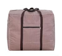 Gdfnmogo Sac de rangement de grande capacité pour la maison et les voyages - Boîte de déménagement en tissu Oxford épais, pliable et réutilisable avec poignées, 60 x 50 x 30 cm (rayures marron)