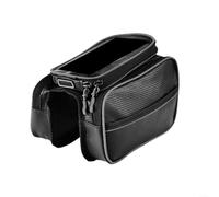 Gdfnmogo Sacoche de cadre avant de vélo étanche avec support pour écran tactile pour vélo de montagne et vélo de route, pochette de rangement verte (gris)