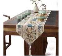 Gdfnmogo Table chenille moderne de style chinois, motif jacquard animal décor pour salle à manger, tables basses et entrées, bleu 35 x 150 cm