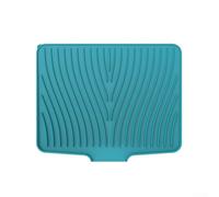 Gdfnmogo Tapis d'égouttoir en silicone avec rebord de drainage pour cuisine, 40 x 33 cm, tapis d'évacuation de l'eau pour poêles, verres, vaisselle, résistant à la chaleur et antidérapant (vert)