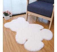 Gdfnmogo Tapis d'ours en peluche en polyester doux avec envers antidérapant pour chambre à coucher, salon et chambre d'enfant, 0,5 x 0,6 m, beige et blanc