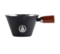 Gdfnmogo Tasse doseuse à expresso - Tasse d'extraction de café en acier inoxydable 304 avec double bec en forme de V, poignée en bois de noyer et résistant à la chaleur pour outil de barista (noir)