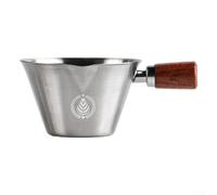 Gdfnmogo Tasse doseuse à expresso - Tasse d'extraction de café en acier inoxydable 304 avec double bec en forme de V, poignée en bois de noyer et résistant à la chaleur pour outil de barista (argent)