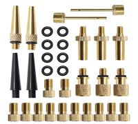 GDFYMI Lot de 32 adaptateurs de valve Presta, aiguilles de pompe à ballon, adaptateurs de pompe à vélo en laiton, aiguille de gonflage de ballon, kit d'aiguilles de pompe à air de basket-ball, accessoires pour compresseur d'air (SV, AV, DV)