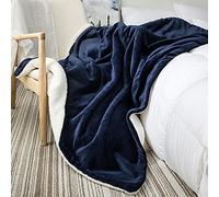 GDHKDDFL Couverture en Laine Sherpa, Couverture for lit, jetés Marron for canapés, Grande Couverture Polaire d'automne et d'hiver, Douce Confortable, Lourde(Dark Blue,160x200cm)