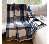 GDHKDDFL Couverture en Laine Sherpa, Couverture Sherpa Gris Bleu Jetés for Canapés Grande Polaire Automne et Hiver Douce Confortable Lourd(130 cmx150 cm)