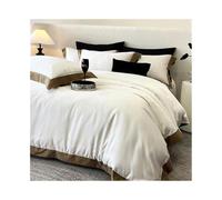 GDHKDDFL Ensembles de literie Quatre pièces, Parure de lit Luxe en Coton Lyocell 4 pièces, Douce et Soyeuse, Couleur Pure, Housse Couette, Drap taie d'oreiller(Beige,Fitted Sheet 1.8m Bed)