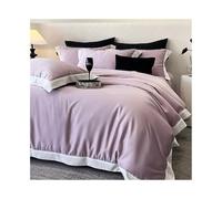 GDHKDDFL Ensembles de literie Quatre pièces, Parure de lit Luxe en Coton Lyocell 4 pièces, Douce et Soyeuse, Couleur Pure, Housse Couette, Drap taie d'oreiller(Purple,Fitted Sheet 1.8m Bed)