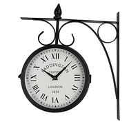 GDHKDDFL Horloge Murale créative Résistant aux intempéries avec Support extérieur, Style rétro européen, Fer forgé Noir, décoration intérieure créative de la Gare de Paddington