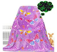 Gdindff Couverture Papillon phosphorescente, Violet, 130 x 150 cm, Filles, Enfants, Adultes