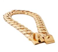GDJGNUDK Collier de Chien Doré Robuste, Résistant a La Mastication,Chaîne a Maillons Cubains en Acier Inoxydable,Collier de Luxe en Métal pour Animaux de Compagnie,(Gold,65)