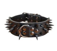 GDJGNUDK Collier pour Chien a Pointes Pointues, Élégant Collier en Cuir pour Chiens de Moyenne et Grande Taille, Cloutées en Cuir Synthétique Durable et Réglable pour Animaux(Black,S)
