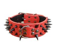 GDJGNUDK Collier pour Chien a Pointes Pointues, Élégant Collier en Cuir pour Chiens de Moyenne et Grande Taille, Cloutées en Cuir Synthétique Durable et Réglable pour Animaux(Red,S)
