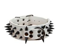 GDJGNUDK Collier pour Chien a Pointes Pointues, Élégant Collier en Cuir pour Chiens de Moyenne et Grande Taille, Cloutées en Cuir Synthétique Durable et Réglable pour Animaux(Blue,S)