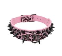 GDJGNUDK Collier pour Chien a Pointes Pointues, Élégant Collier en Cuir pour Chiens de Moyenne et Grande Taille, Cloutées en Cuir Synthétique Durable et Réglable pour Animaux(Pink,M)