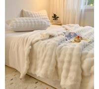 GDJGNUDK Plaid Fausse Fourrure de Lapin, Couverture Super Confortable Surdimensionnée Chaude et Bulles Double Face Couverture Pelucheuse,Douce et Confortable pour Canapé, Lit(Beige,180 * 200cm)