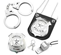 GDJIAJT Ensemble de menottes de police en acier véritable menottes pour enfants, accessoires de police pour enfants, cosplay, costume