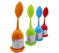 GDJIAJT Lot de 4 infuseurs à thé en acier inoxydable et silicone - Passoire à thé avec couvercle et soucoupe - Boule à thé - Filtre à thé fin pour les amateurs de thé (vert/orange/bleu/rouge)