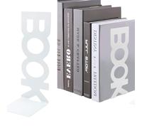 GDJIAJT Lot de 4 serre-livres blancs en métal pour étagère, porte-livres, étagères, serre-livres, livres, DVD, magazines