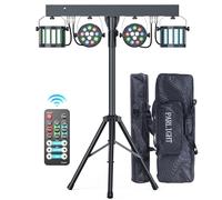 GdjRttk 60W RGBW+Derby DMX par led Lumières dj avec support de combinaison télécommande, discolight avec trépied réglable 25 degrés lumière fête pour mariages anniversaires Halloween-avec sac