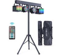 GdjRttk Ensemble de lumière DJ 60 W avec support et télécommande, projecteur LED Derby RGBW effet stroboscopique, lumière disco pour fête, KTV, église, concert, mariage, Halloween