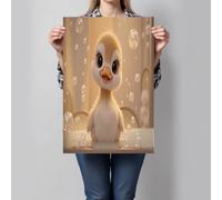 GDJSMIN Affiche Decoration Murale Chambre Salon En Toile,Un Adorable Petit Canard Assis Dans La Baignoire, Art Mural Jaune Animaux De Dessin Animé Pour La Salle De Bain Toilettes 60×80 Cm Sans Cadre