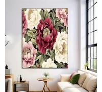 GDJSMIN Affiches Decoration Murale Tableau Mural Motif Floral De Style Art Nouveau Pivoine Aquarelle Posters Arts Reproductions Decoration Murale Salon Chambre Salle à Manger,60×80 cm
