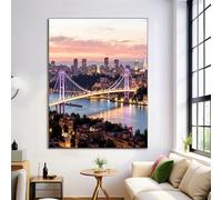 GDJSMIN Affiches Decoration Murale Tableau Mural Paysage Urbain Architecture De Ponts Suspendus Posters Arts Reproductions Decoration Murale Salon Chambre Salle à Manger,60×80 cm