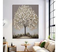GDJSMIN Affiches Decoration Murale Tableau Mural Paysage Végétal Grands Arbres Blancs Avec Motif De Feuilles D'Or Posters Arts Reproductions Decoration Murale Salon Chambre Salle à Manger,40×50 cm