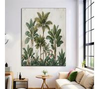 GDJSMIN Art Mural Grands Palmiers, Tableau Décoration Murale Plantes Tropicales Rétro, Affiches Murale Vert Sauge Pour Chambre Salon Salle De Bain 30×40 Cm Sans Cadre