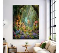 GDJSMIN Éléments Champignon Du Saule Pleureur Affiches Tableau Décoration,Scène Forêt Fantastique Murale Art Toile Tableau Peinture Salon Intérieur Decoration De La Maison,60×90 Cm Sans Cadre,Vert
