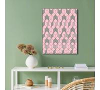 GDJSMIN Impression Sur Toile Conception De Maillage 3D,Decoration Murale Peinture 50×70 Cm, Tableaux Decoratifs Motifs Géométriques Cubiques,Muraux Déco Pour Chambre Tableau Salon, Rose, Sans Cadre