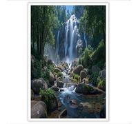 GDJSMIN Impression Sur Toile - Sans Cadre Tableau Decoration Murale - Paysage Naturel Réaliste - 30×40 Cm - Salon Peinture Tableaux Décoration - Montagnes Cascades Paysages - Vert Émeraude